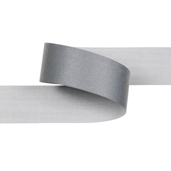 Лента светоотражающая (катафотная) [cpl:380], 20 мм / 50 метров, 65% п/э, 35% х/б, серый, Gamma JF9001