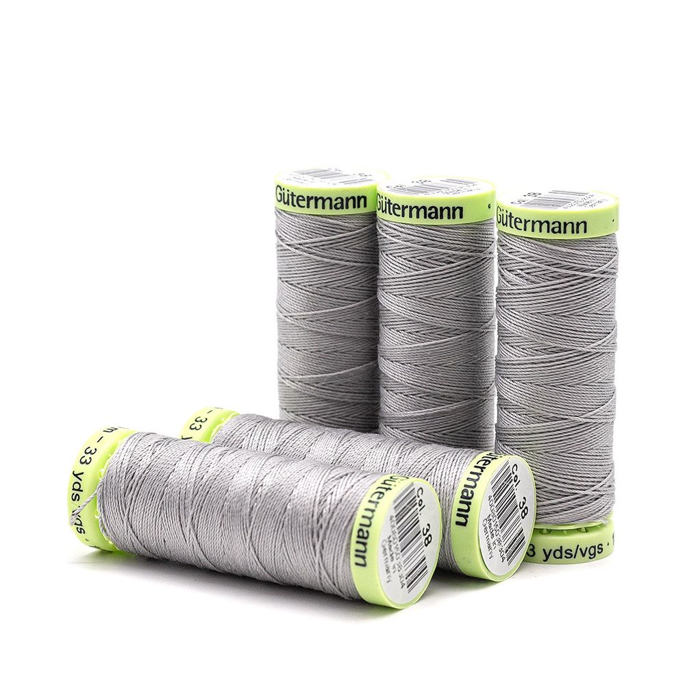Нитки отделочные Gutermann Top Stitch, 30м, 038 св.серый, 5 катушек