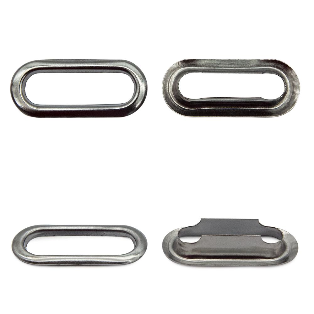 Люверсы металл овальные 24х8 (внутр.), 28х12 (внешн.), металл (≈100 шт) New Star, чер.никель