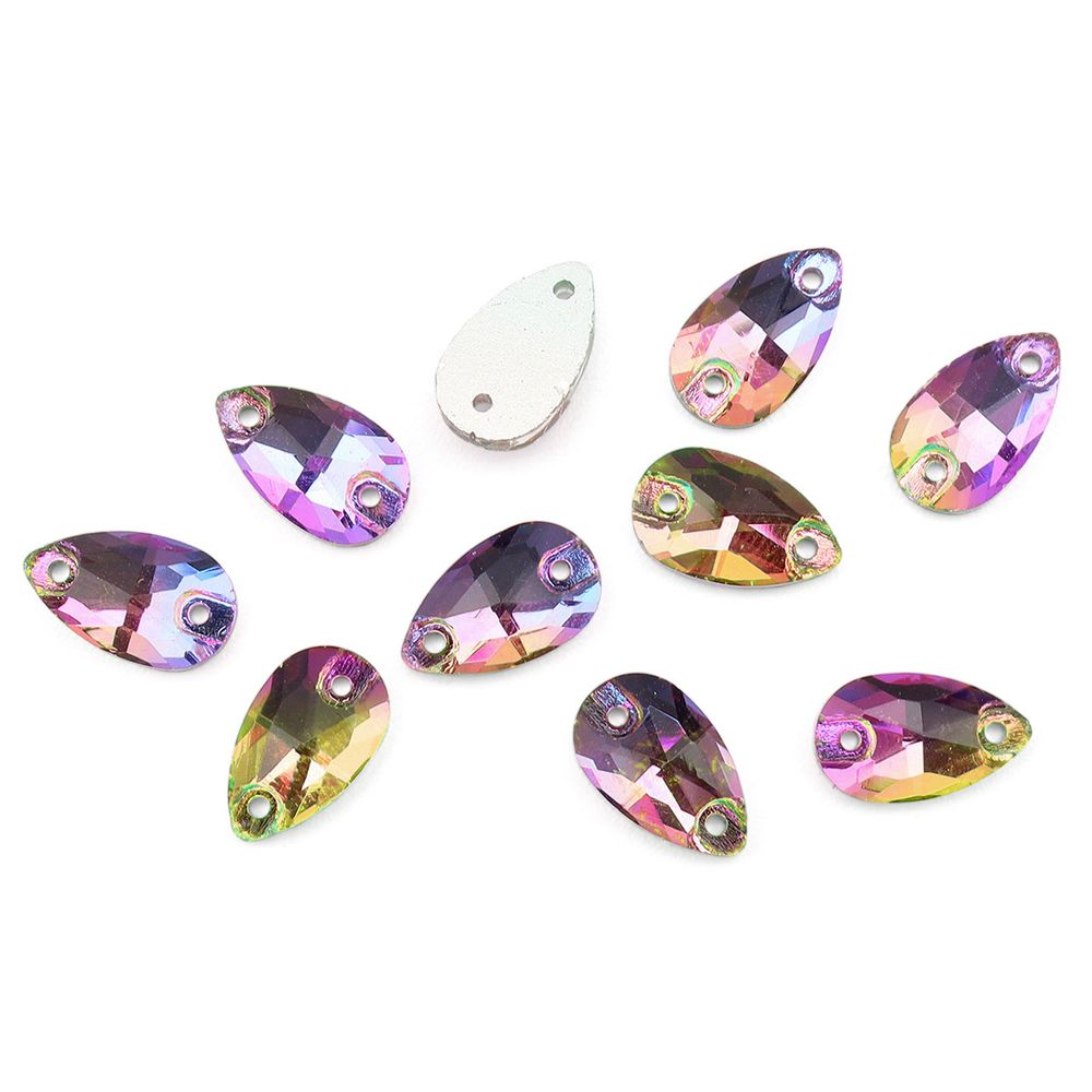 Хрустальные стразы пришивные формы капля, радужный 7х12 мм 10 шт/упак., ХК003НН712
