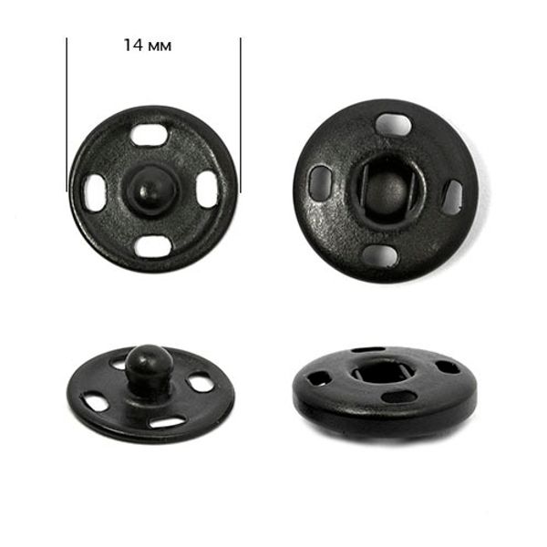 Кнопка пришивная металл ⌀14.0 мм, SBI, цв.черный уп. 144 шт, TBY