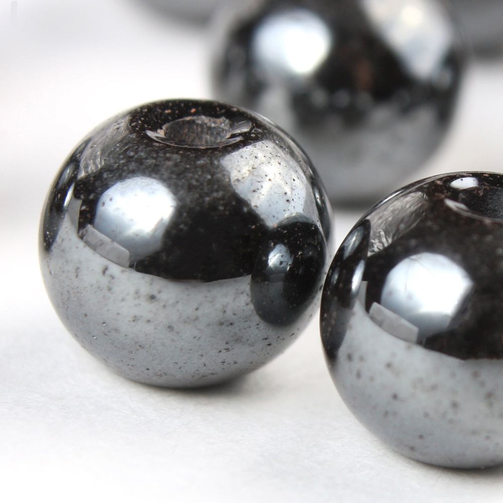 Бусины натуральный камень гематит 8 мм, 12 шт в упак, Astra&Craft