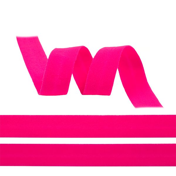 Резинка бельевая (окантовочная) матовая 15.0 мм / 50 метров, ROM.151402A, A1402 розовый неон