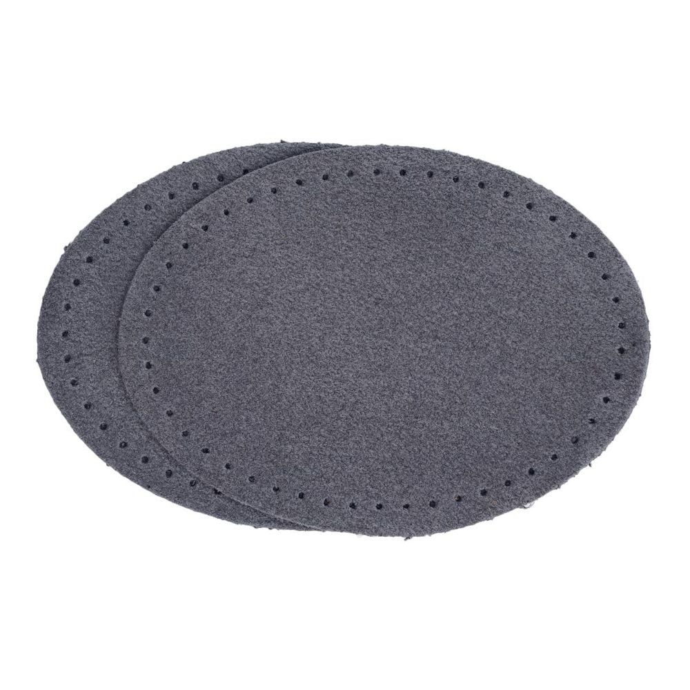 Заплатки пришивные из замши, овал 6х8,2см с перфорацией, 2 шт, 100% кожа, 26 серый, 59114