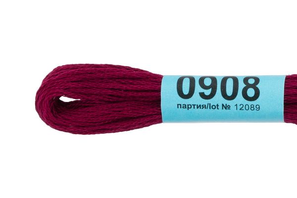 Мулине Gamma 100% хлопок, цв.0908 бордовый, 24 мотка по 8 метров