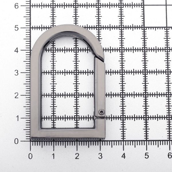 Карабин металл полукольцо 22х40 мм (50х32 мм), чер.никель мет, 2 шт