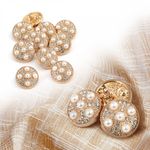 Пуговицы металлические на ножке 24L-15 мм, С-MP17 цв.золото/перламутр, 10 шт