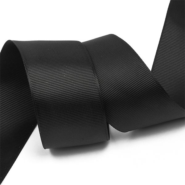 Лента репсовая (в рубчик) 38.0 мм, цв. 030 черный, уп.91.4м