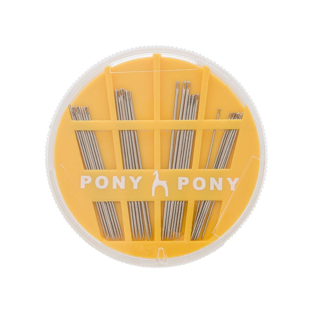 Иглы ручные Sharps с серебряным ушком на диске, ассорти, 30 шт, Pony, 17810