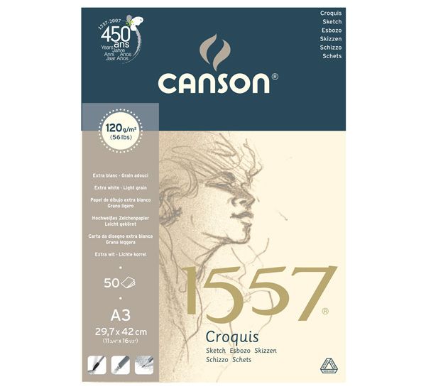 Альбом для графики 120 г/м², 29.7х43.7 см, на спирали 50 л, 1557 Canson C31412A002