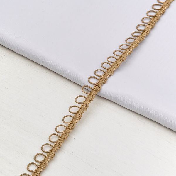 Тесьма декоративная с петлями 15 мм / 18.29 метра, бежевый, 13-7735