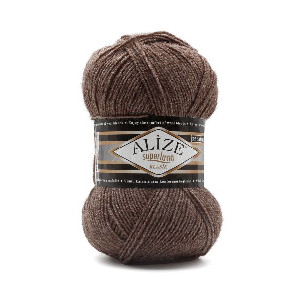 Пряжа Alize (Ализе) Superlana klasik / уп.5 мот. по 100 г, 280м, 240 кофе с молоком, меланж A