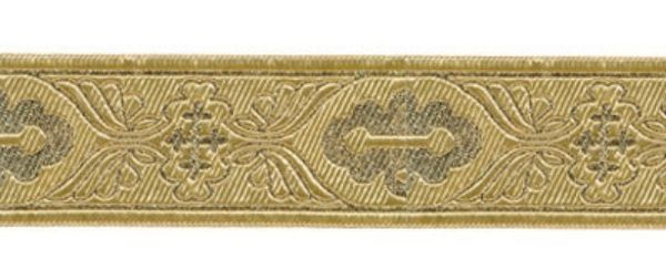 Лента (тесьма) жаккардовая 25.0 мм / 10±0.5 метров, (галун православный), золото, Gamma TRJ-65