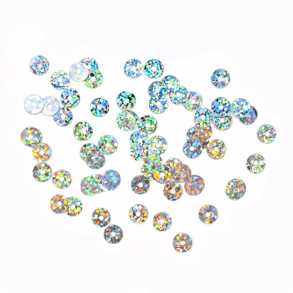 Пайетки плоские 6 мм, упак. 10 гр, Астра, 50112 серебро голог, уп.10 шт