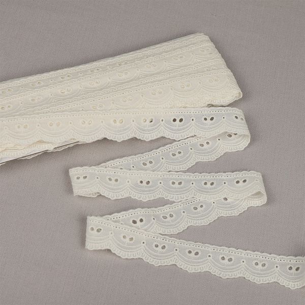 Кружево шитьё хлопок.9772 25 мм, цв.F102 молочный, уп.13.71м, Kruzhevo