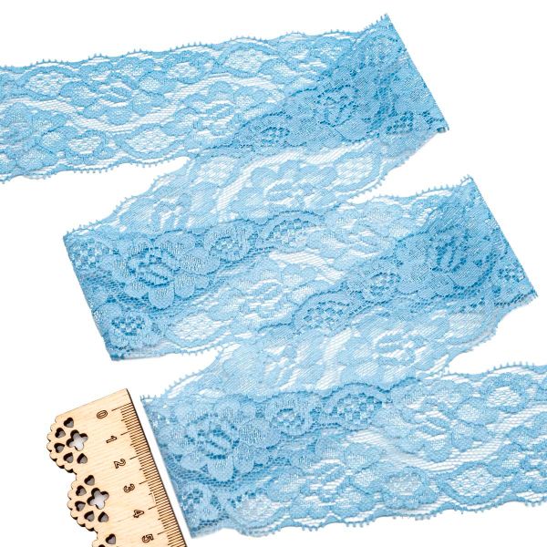 Кружево эластичное (стрейч) 58 мм, 5 м, ±4 см, JD040 голубой