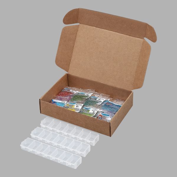 Набор бисера №08, 21 цвет по 5 гр с контейнером, № 10/0 (2.3 мм), диаметр 2,3 мм, 105 гр, Preciosa