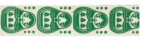 Лента хлопок с рисунком 16.0 мм / 5 шт по 3 метра, M1 001/019 Матрешки, зеленый, CLP-161 Gamma