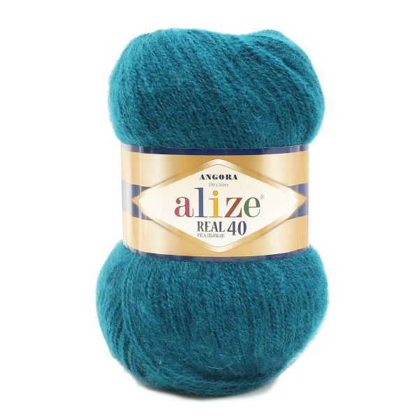 Пряжа Alize (Ализе) Angora Real 40 / уп.5 мот. по 100 г, 430м, 017 петроль A