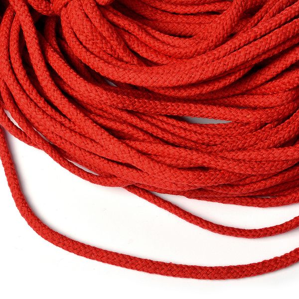 Шнур круглый х/б ⌀8.0 мм / 100 метров, с наполнителем, 013 красный
