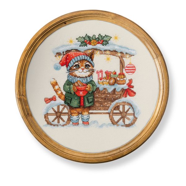 Набор для вышивания нитками Klart 8-578, Тележка со сладостями, 19.5х19 см