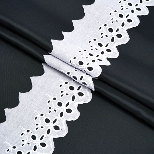 Кружево шитьё х/б 73 мм / 3.4 метра, цвет белоснежный