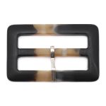 Пряжка с язычком 50мм ушко, 42х67 мм, черно-коричневая матовая, 6 шт