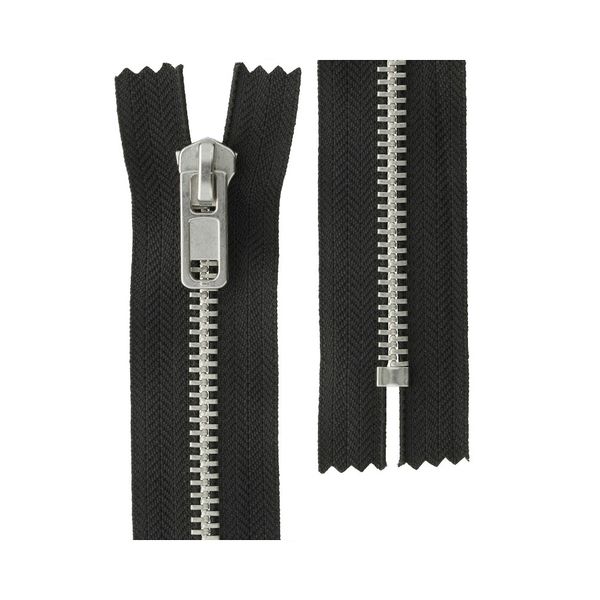 Молния металл Т8 (8 мм) 1 зам., н/раз., 18 см, никель, 002 черный, ZIP 8N Gamma, 10 шт