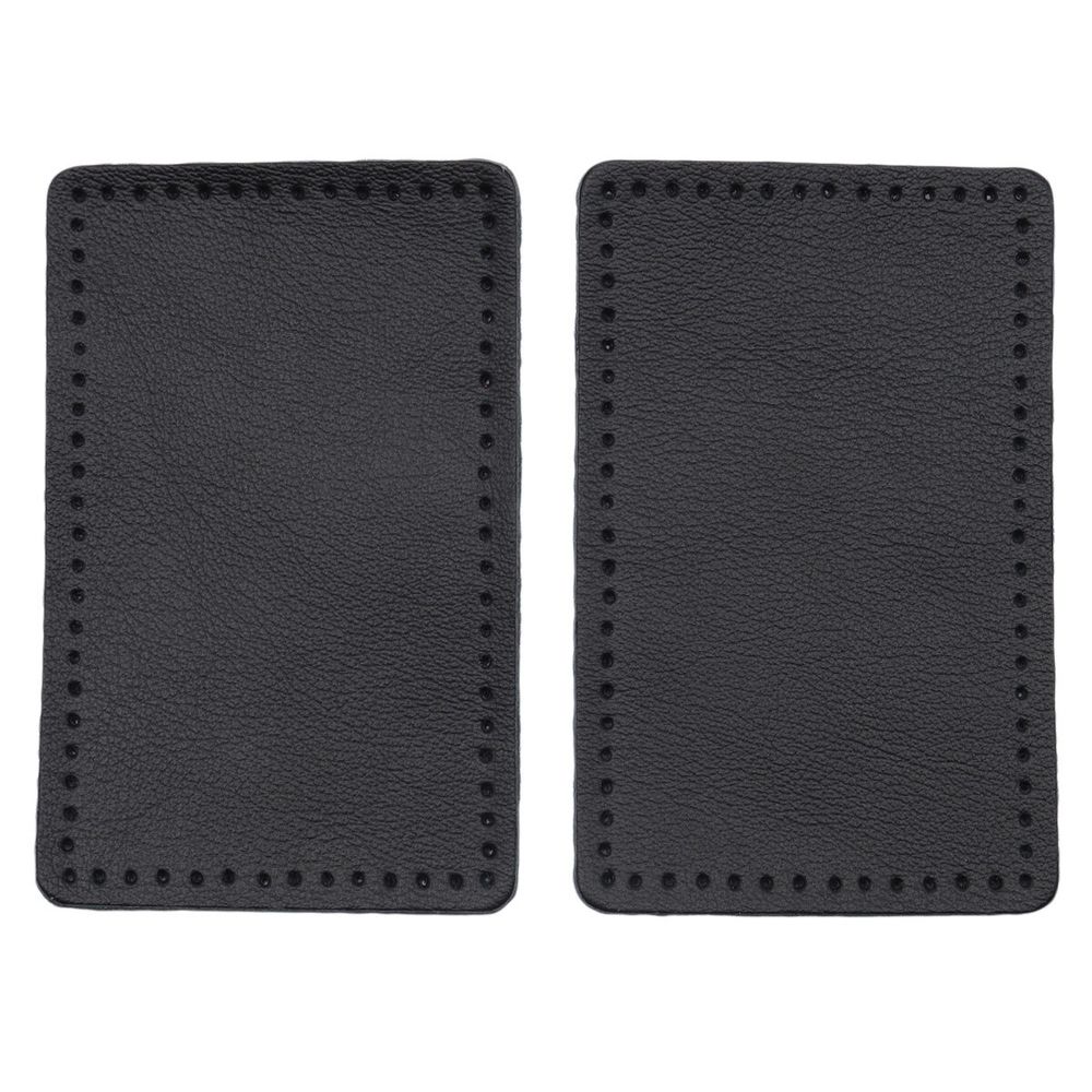 Заплатки пришивные из кожи, прямоугольник 6х9,6см с перфорацией, 2 шт, 100% кожа, 01 черный, 9113