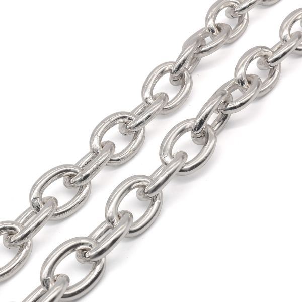Цепь декоративная алюминий 20.3х15.1 мм, 10 метров, никель, K904