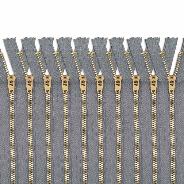 Молния металл джинсовая Т5 (5 мм) 1 зам., н/раз., 18 см, св.серый, 39127/18-3, 10 шт