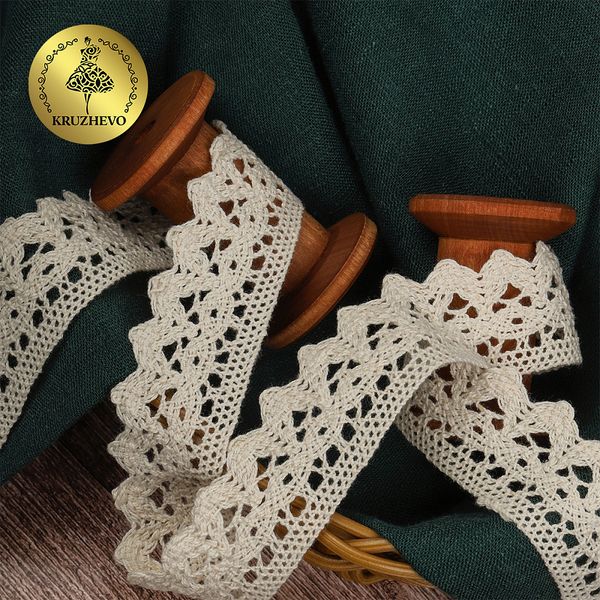 Кружево вязаное (тесьма) 30 мм, цв.01 натуральный, уп. 25 м, Kruzhevo