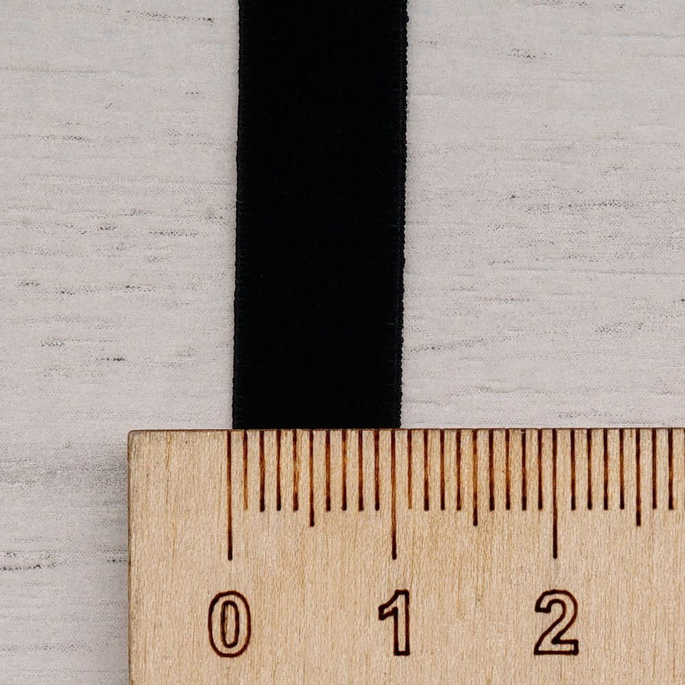 Лента бархатная (тесьма) эластичная 10.0 мм / 32.9±2 метров, 03 черный