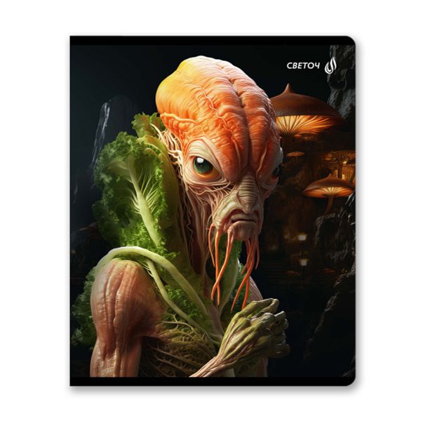 Тетрадь ученическая общая, глянцевая ламинация, A5+ 48 л. на скобе 65 г/м², белизна 100 %, 10 шт, клетка, 00988 Гости из будущего, Светоч 48Т11