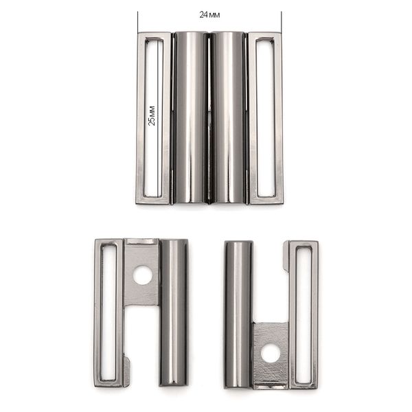 Пряжка ременная металл под резинку 25 мм 24х28 мм, цв. т.никель, уп. 10 шт