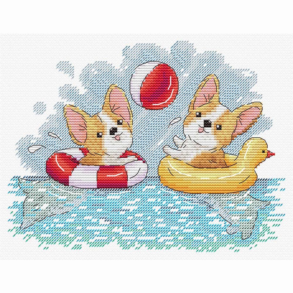 Набор для вышивания нитками МП Студия, Весёлое купание 14х20см