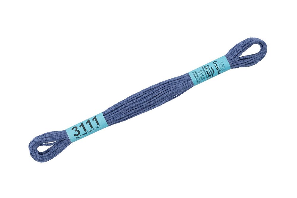 Мулине Gamma 100% хлопок, цв.3111 серо-сиреневый, 24 мотка по 8 метров