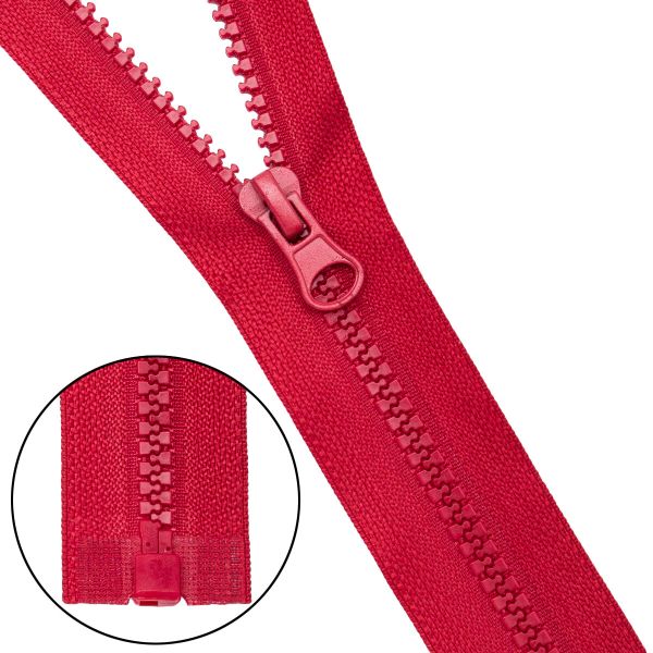 Молния трактор Т5 (5 мм) 1 зам., разъем., 75 см, 519 красный, 10 шт