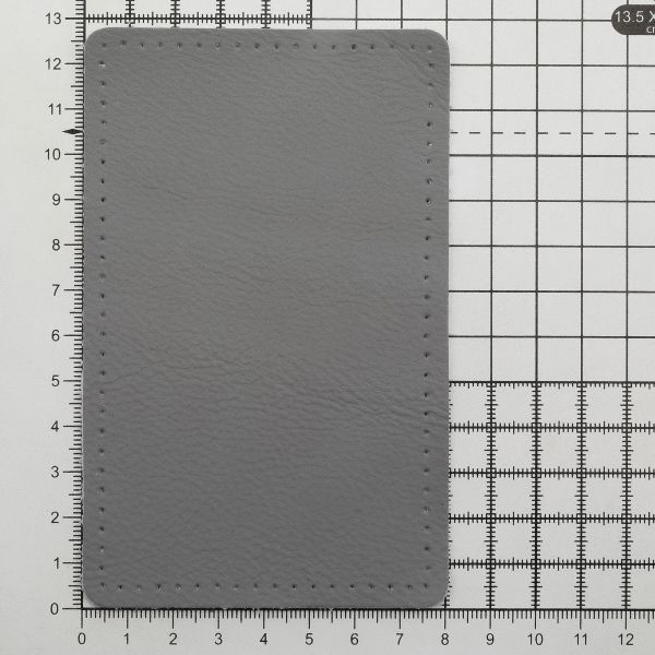 Заплатки пришивные из кожи, прямоугольник 8х12,7см с перфорацией, 2 шт, 100% кожа, 07 серый, 9123