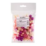 Бусины пластик ⌀8, 10, 12, 14, 18, 22 мм, 100±10 г, №01 розовый, Zlatka BWMX