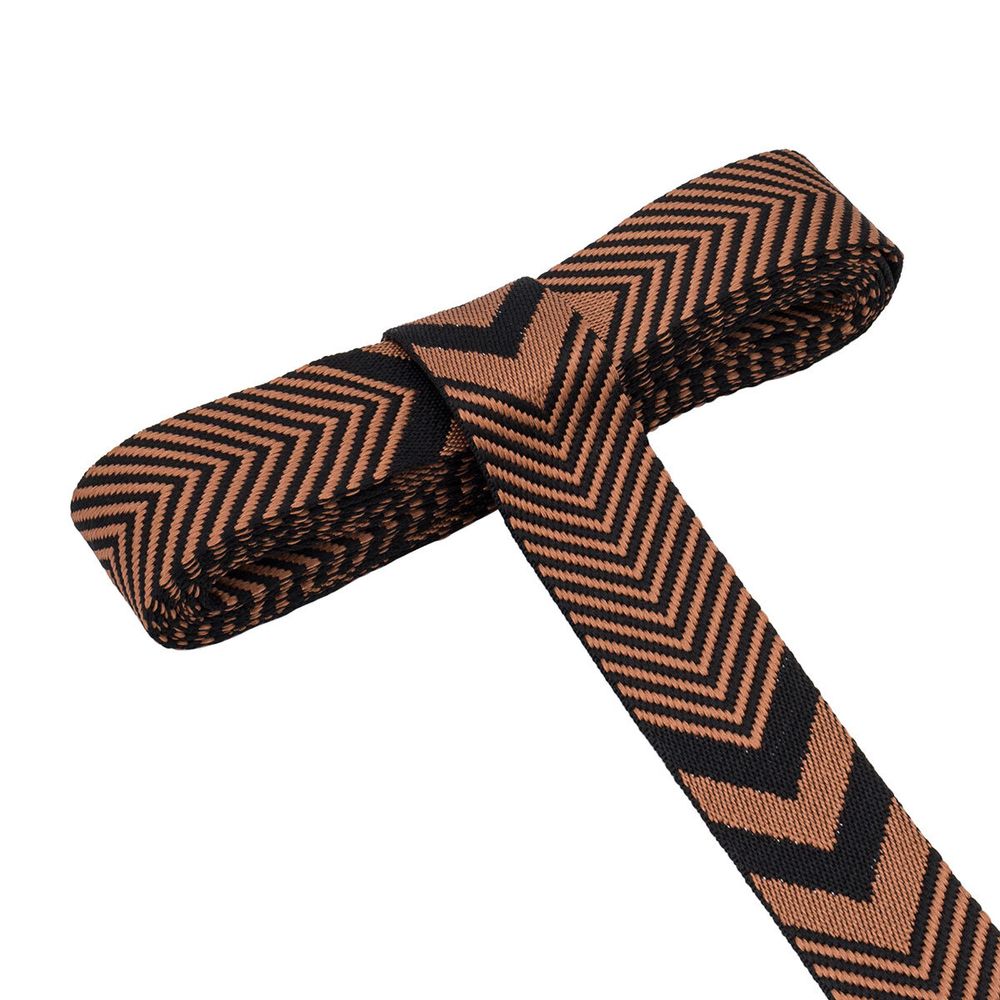 Стропа (ременная лента) 38 мм / 3 метра, [40 г/пог.м], с принтом 2-сторонняя, D169 коричневый/черный, 3Al354