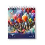 Артбук (скетчбук) 100 г/м², 166х175 мм, на гребне 80 л., 2 шт, блок белый, запечат.пластик.обл. 500мкр, жест.подложка, Радуга на бумаге 01379, Светоч А166