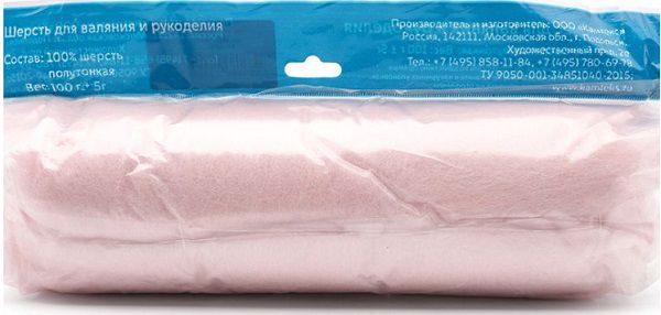 Шерсть для валяния Камтекс п/тонкая 1х50 г, (26-28 мкр), 292 роз.кварц