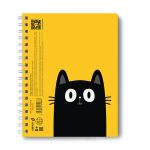Тетрадь-перевертыш ученическая общая, A5 96 л. на гребне 65 г/м², белизна 100 %, 4 шт, клетка, 01215 Чёрный кот, Светоч Т119