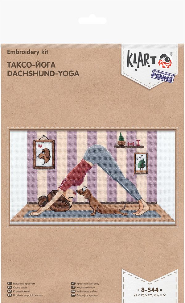 Набор для вышивания Klart 8-544, Таксо-йога, 21х12.5 см