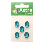 Хрустальные стразы в цапах овальной формы, голубой 10х14 мм, 5 шт., ОЦ010НН1014