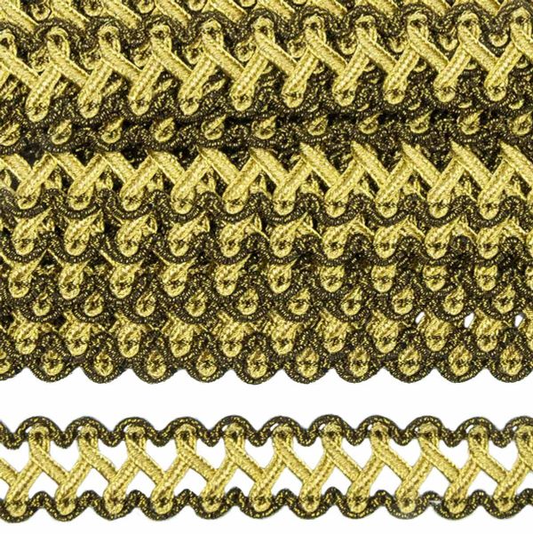 Тесьма 20 мм / 25 метров, 05 черн. /золото, 23-2508