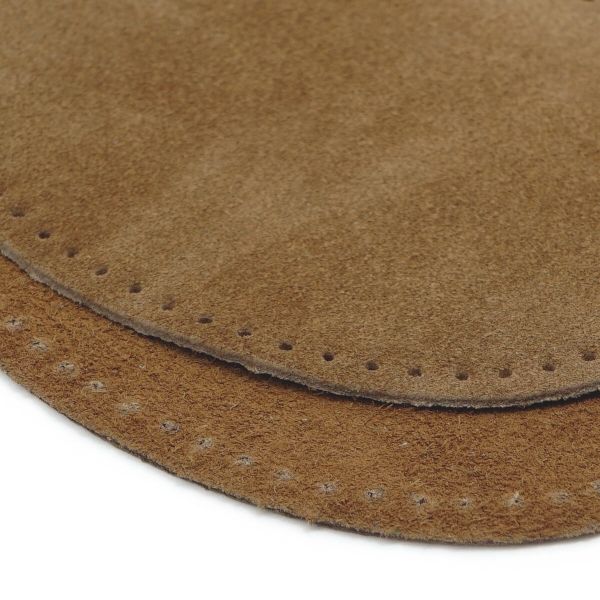 Заплатки пришивные из замши, овал 8х10,9см с перфорацией, 2 шт, 100% кожа, 32 кэмел, 59124