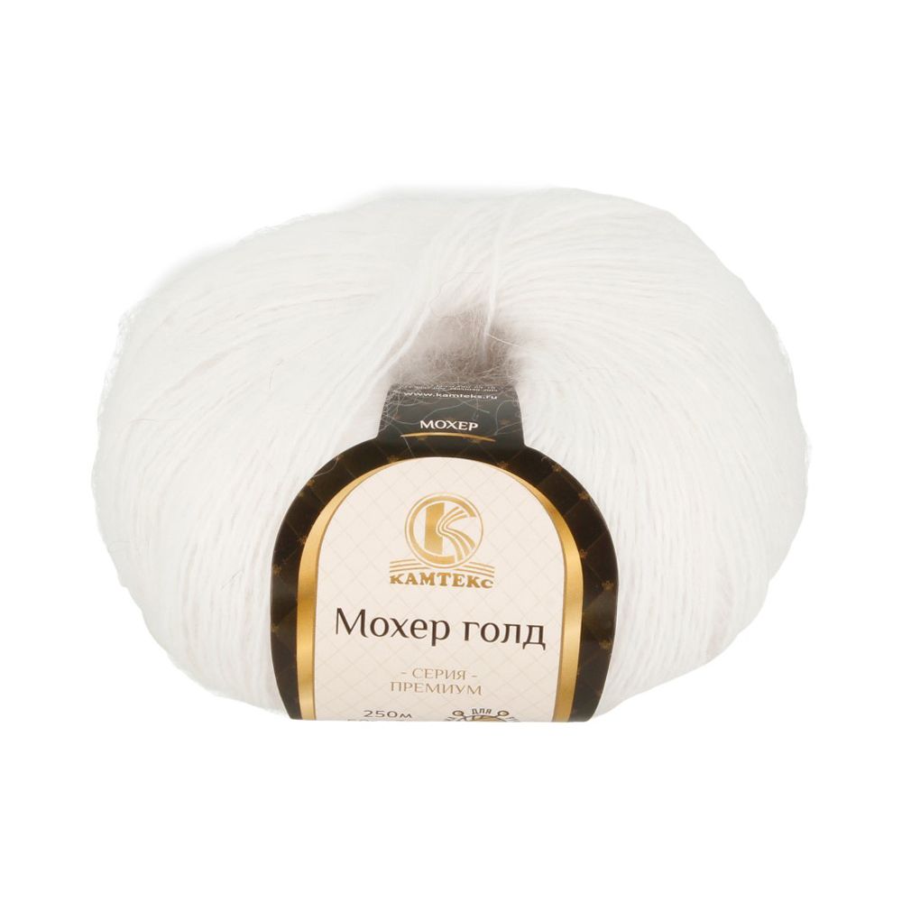 Пряжа Камтекс Мохер Голд / уп.10 мот. по 50 г, 250 м, цв.цв.205 белый