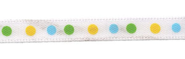 Лента атласная с рисунком 6.0 мм / 22.8±1 метра, D1/001 горох/белый, Gamma ALP-063